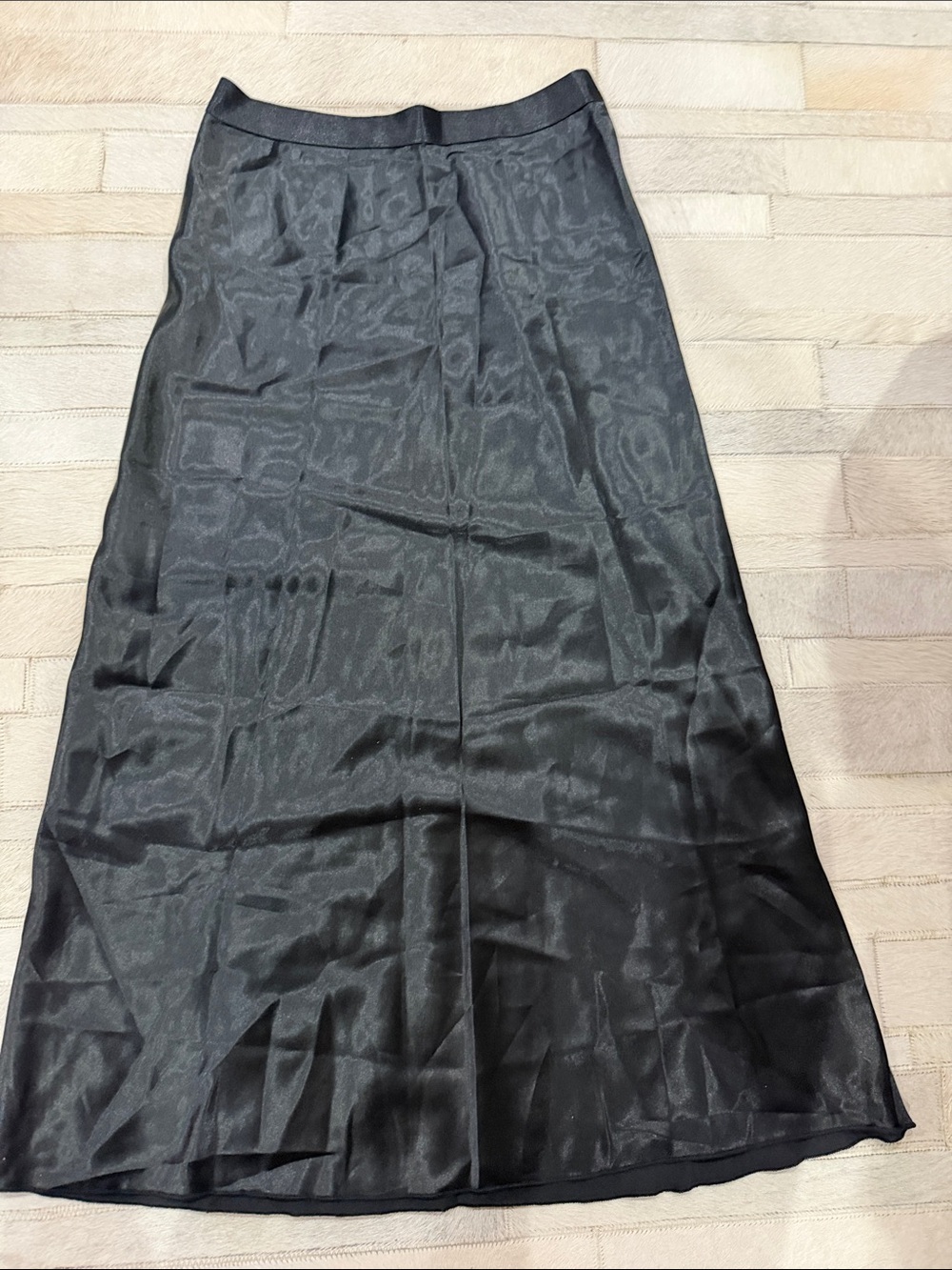 Knit Riot Women's Black Satin A-Line Skirt